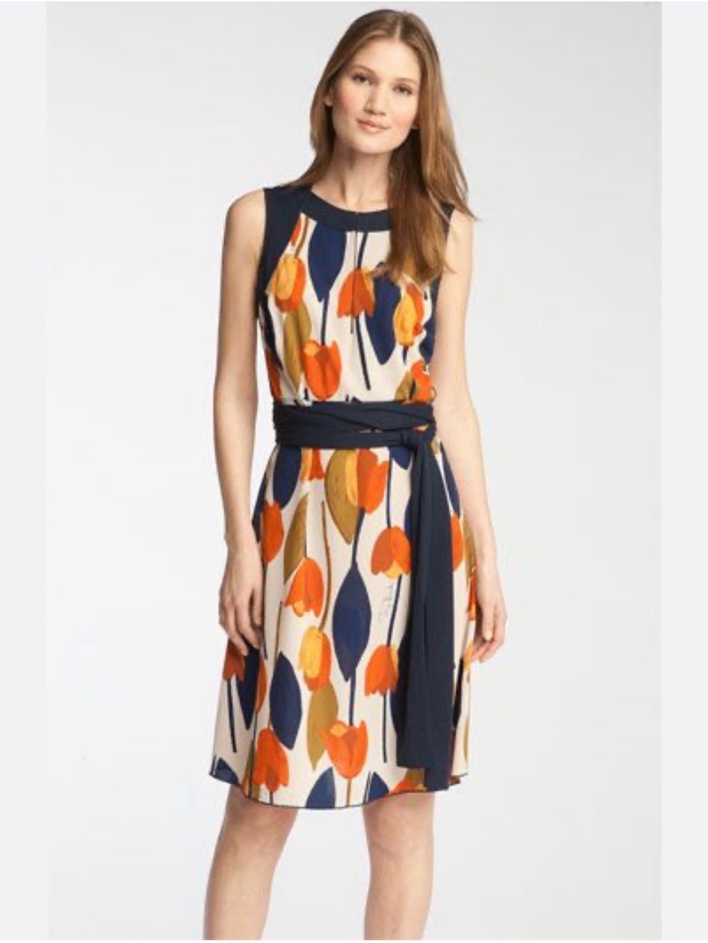 Tory Burch Atley Tulip Print Sleeveless Midi Dress Women’s Size Large